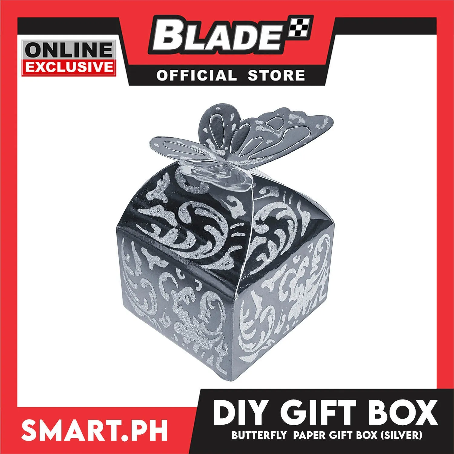 10pcs DIY Gift Box, Butterfly On Top Design Paper Gift Box, Small 6cm (Silver) Perfect For Party Giveaway Or Souvenir