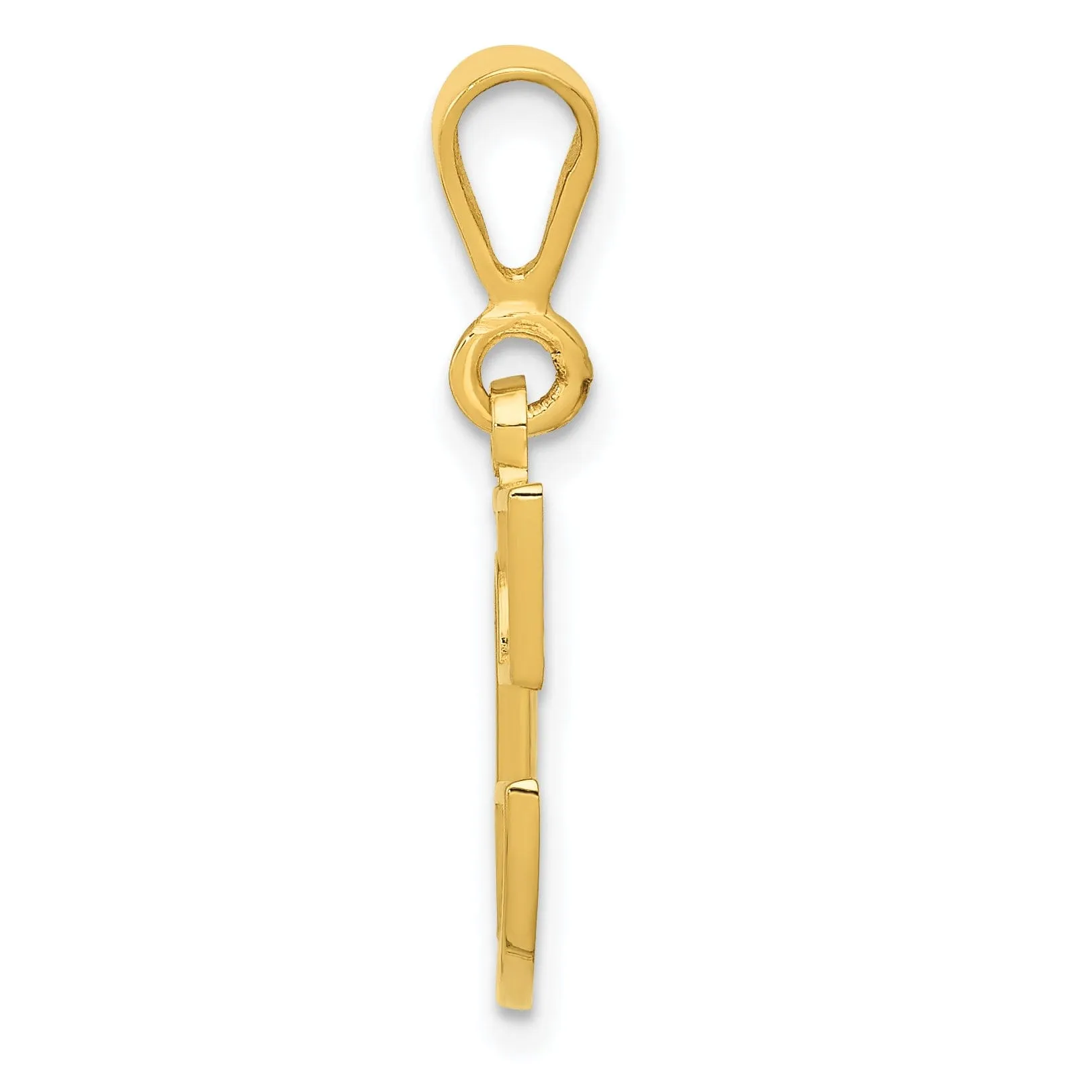 14k Yellow Gold Polished Texture Finish Letter C Initial Charm Pendant