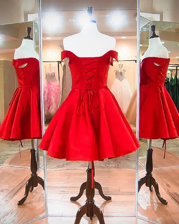 2018 Off The Shoulder Royal Blue Satin Short Homecoming Dresses Fashion V-Neck Graduation Party Gowns