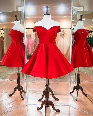 2018 Off The Shoulder Royal Blue Satin Short Homecoming Dresses Fashion V-Neck Graduation Party Gowns