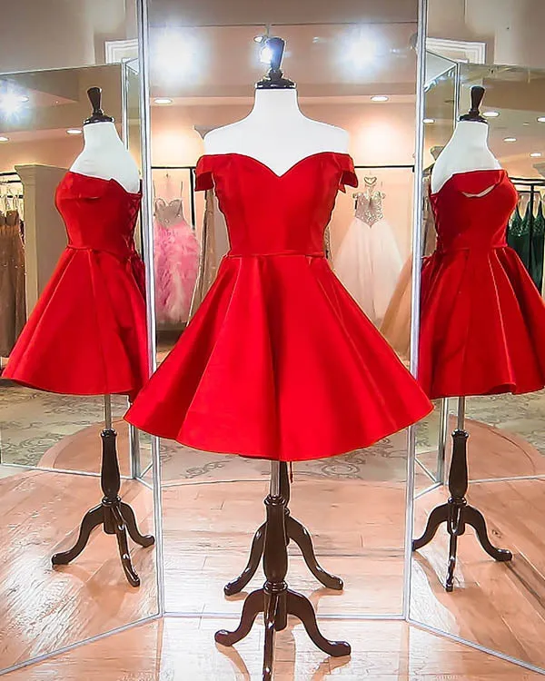 2018 Off The Shoulder Royal Blue Satin Short Homecoming Dresses Fashion V-Neck Graduation Party Gowns