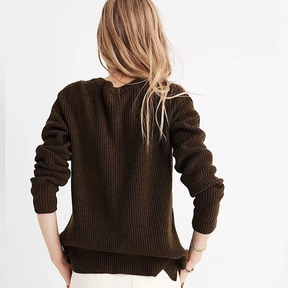 2/$30 Madewell Thompson Pocket Pullover Jumper Sweater, Olive Brown, Size M