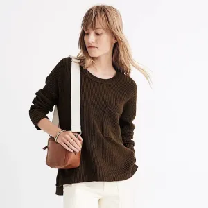 2/$30 Madewell Thompson Pocket Pullover Jumper Sweater, Olive Brown, Size M