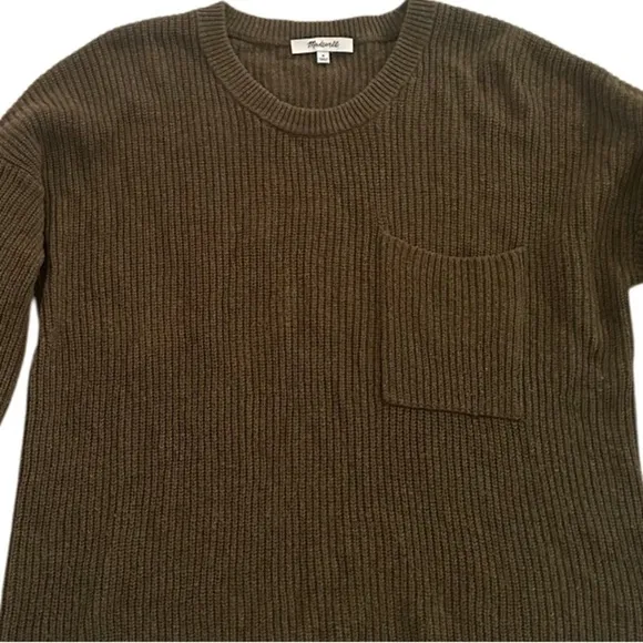 2/$30 Madewell Thompson Pocket Pullover Jumper Sweater, Olive Brown, Size M