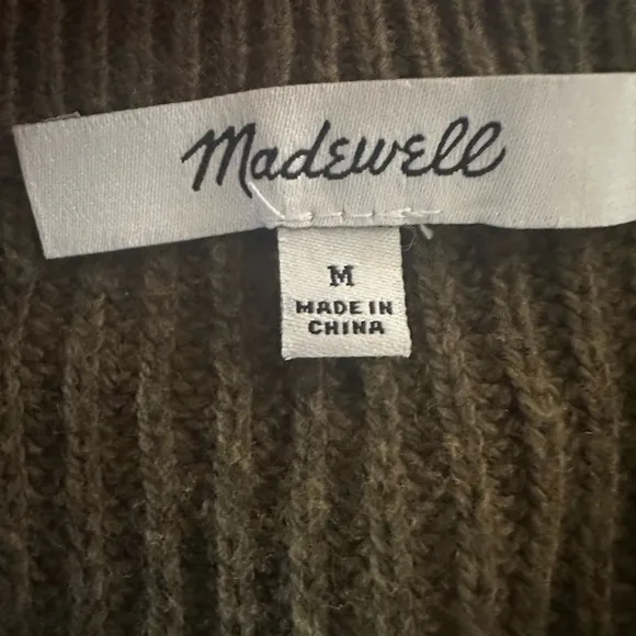 2/$30 Madewell Thompson Pocket Pullover Jumper Sweater, Olive Brown, Size M