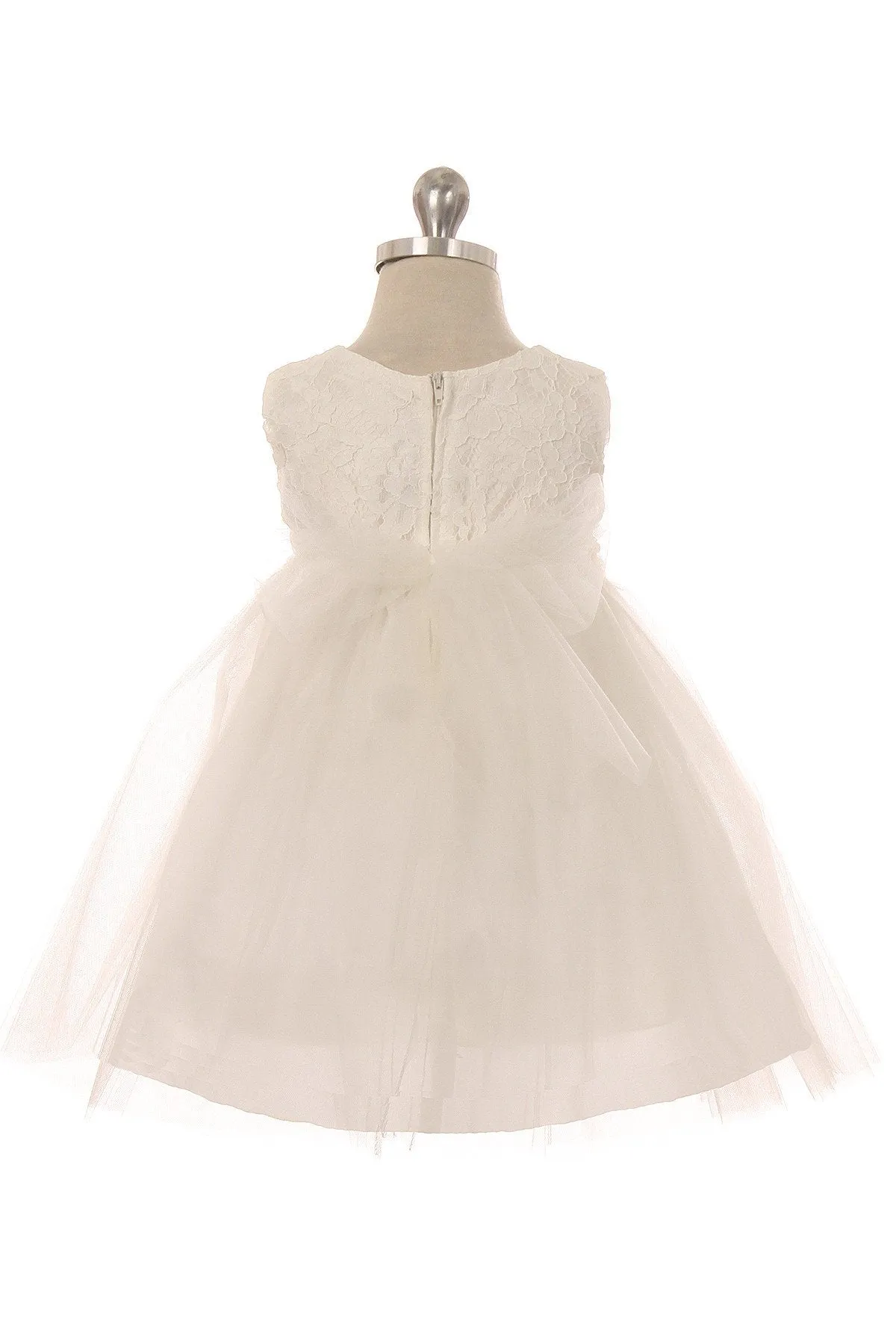 456B-C Lace Baby Dress w/Thick Pearl Trim