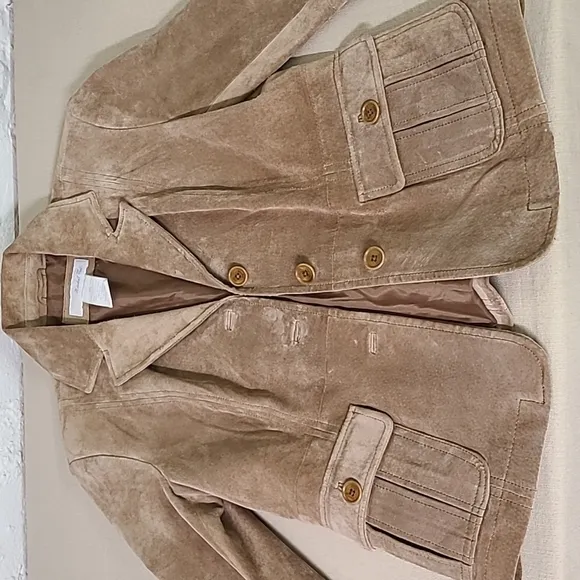 90s Vintage Marshall Fields Suade Jacket Size XS/S Tan Leather