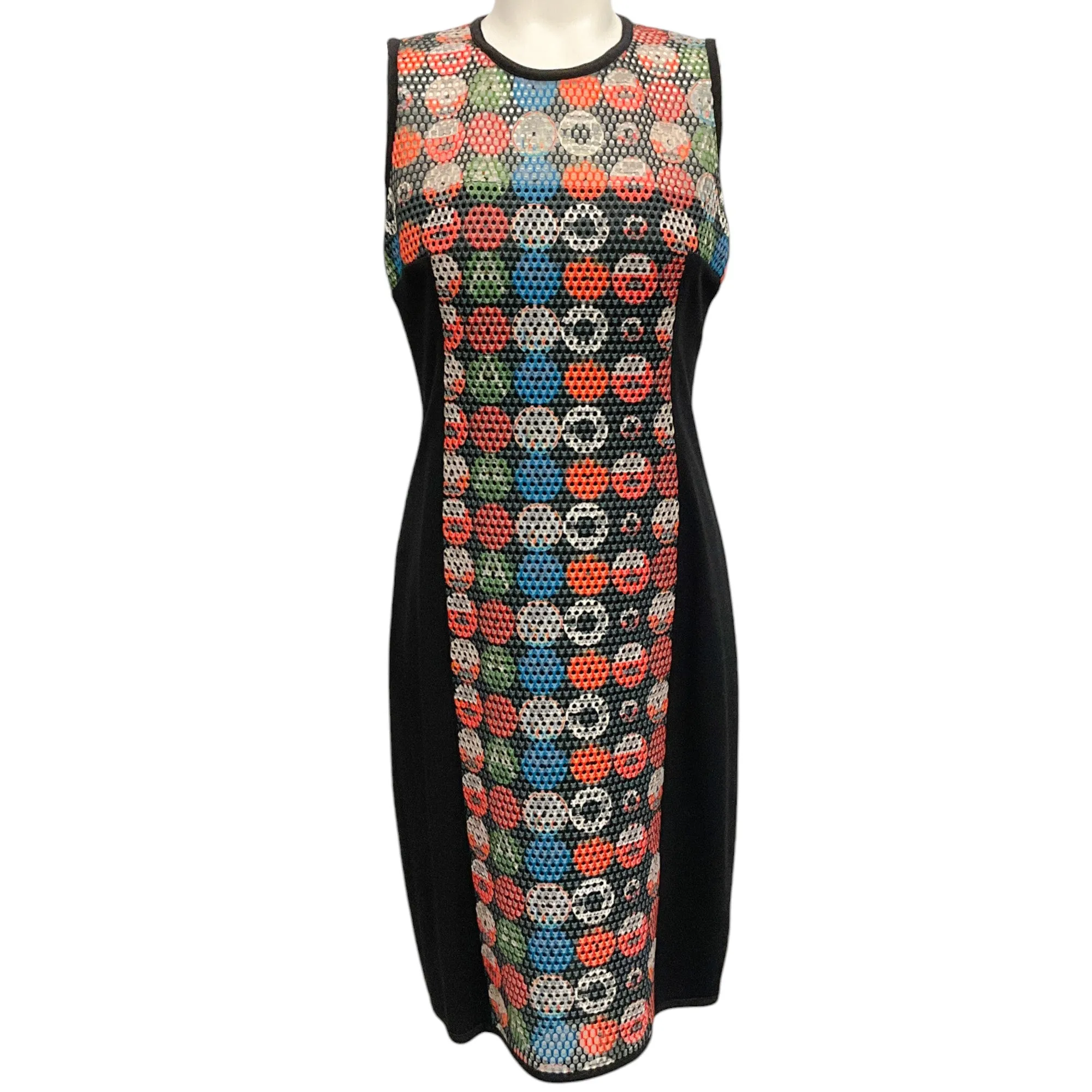 Akris Punto Black Sleeveless Dress with Multicolored Mesh