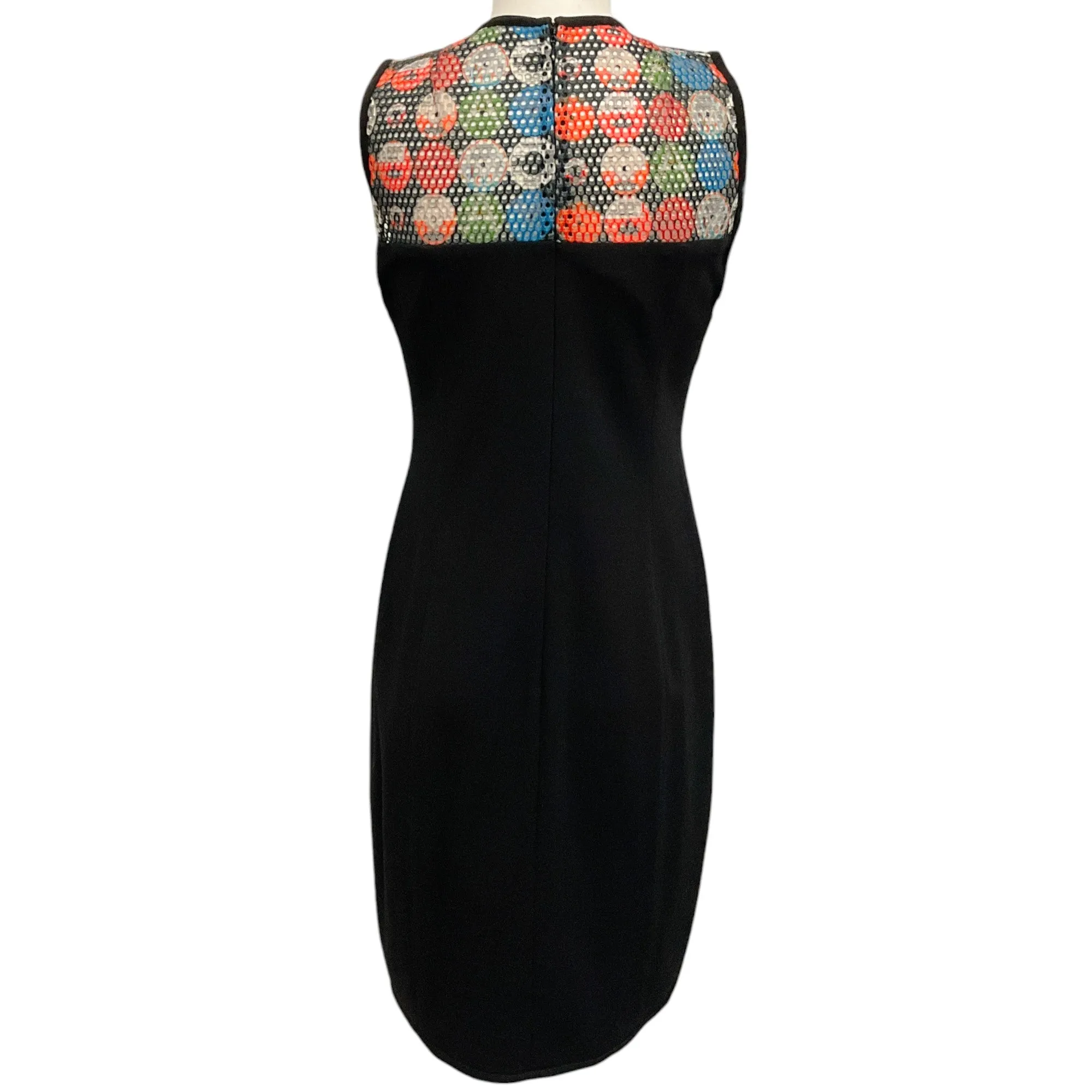 Akris Punto Black Sleeveless Dress with Multicolored Mesh