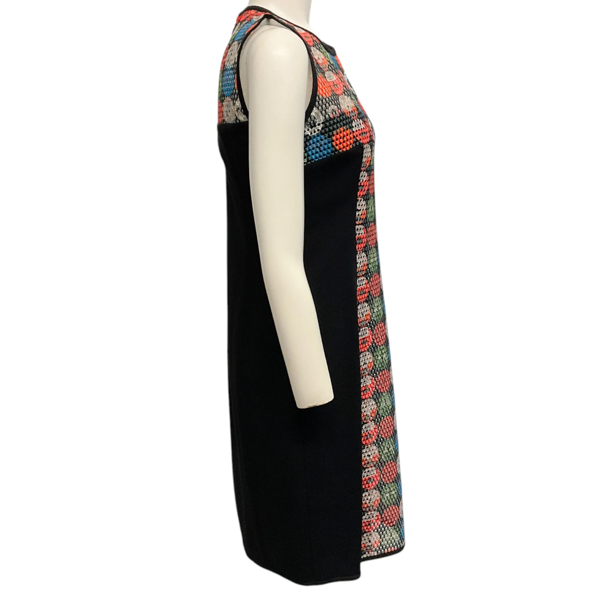 Akris Punto Black Sleeveless Dress with Multicolored Mesh