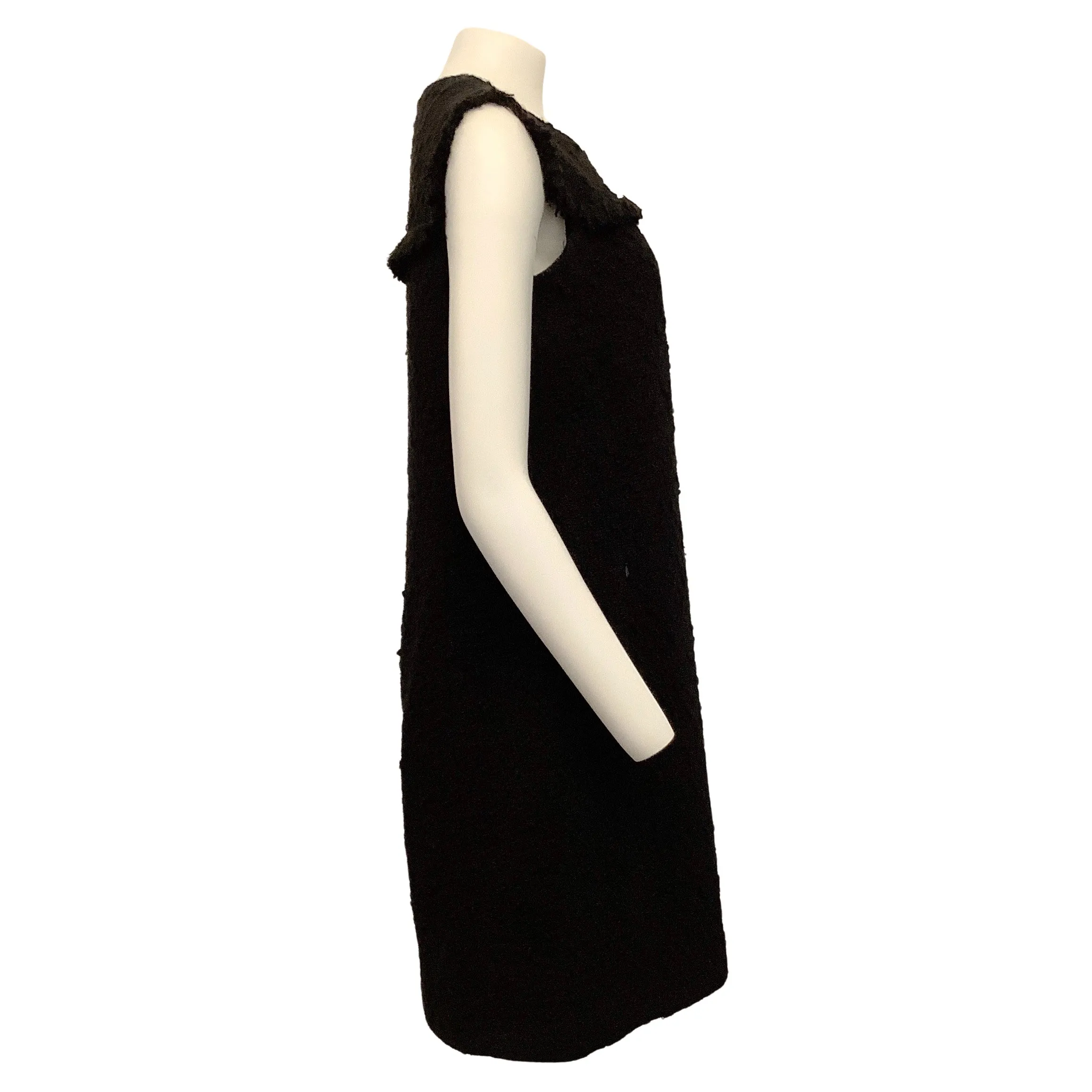Akris Punto Black Wool Boucle Tweed Sleeveless Dress