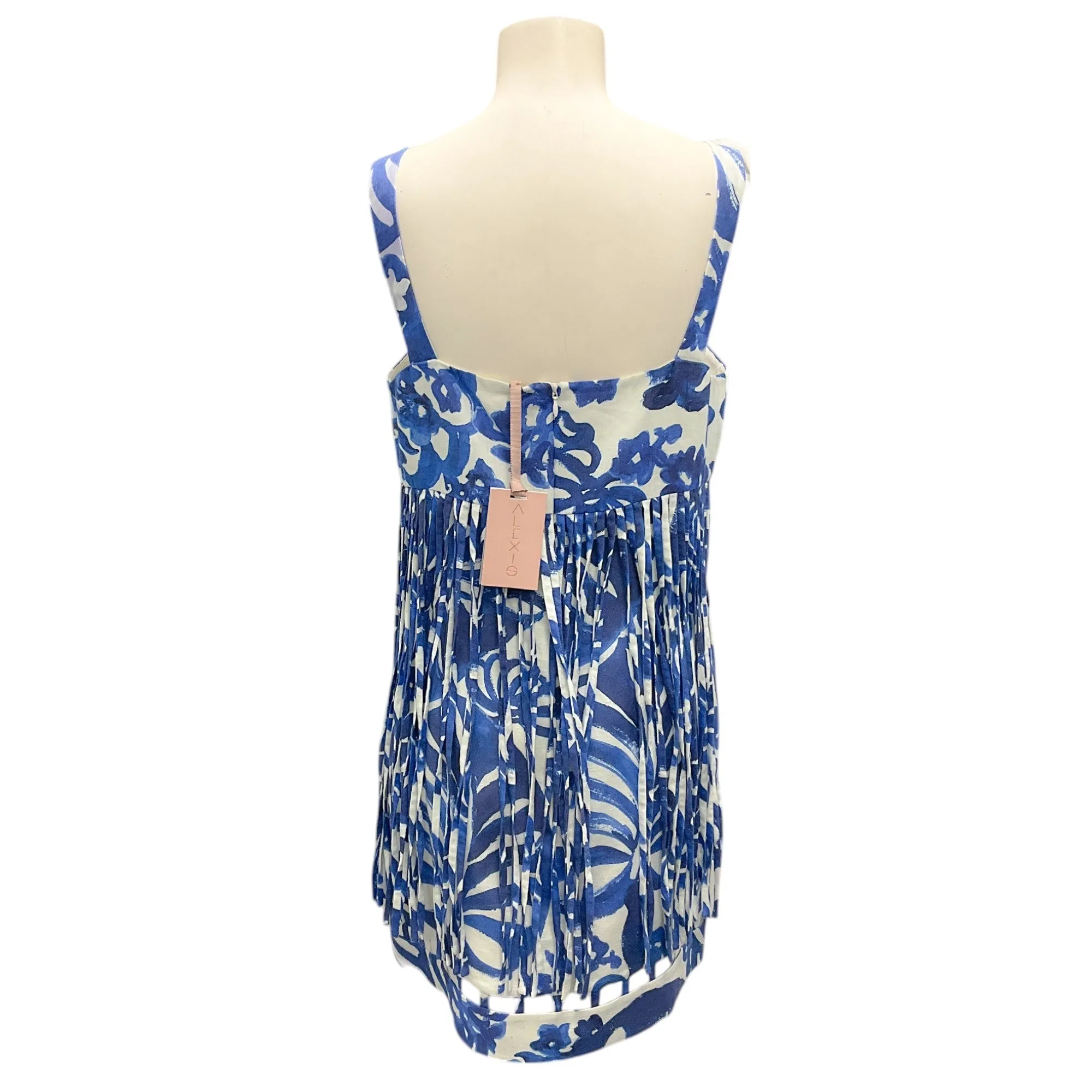 Alexis Blue / White Anika Linen and Cotton Mini Dress