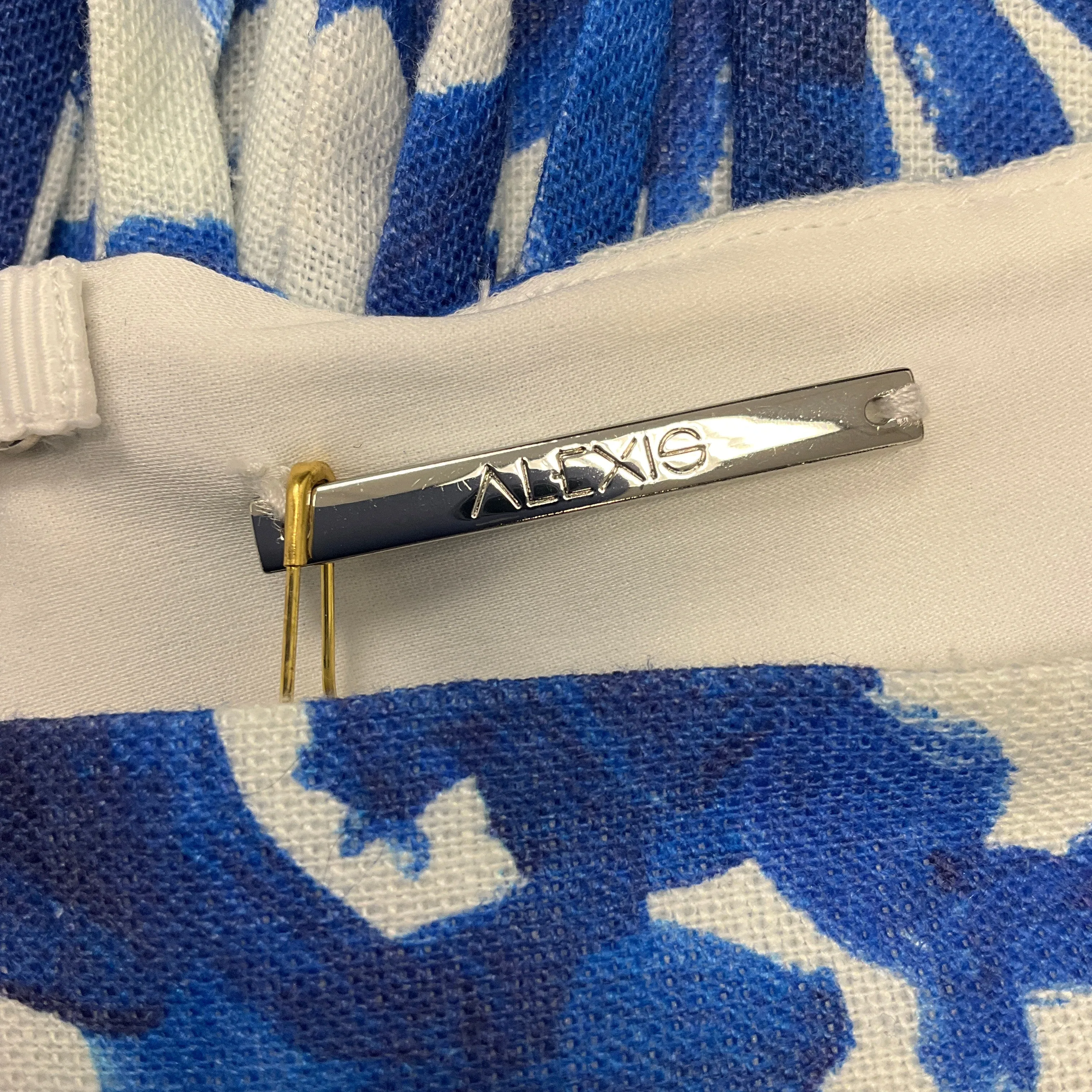 Alexis Blue / White Anika Linen and Cotton Mini Dress