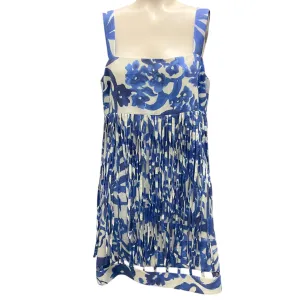 Alexis Blue / White Anika Linen and Cotton Mini Dress