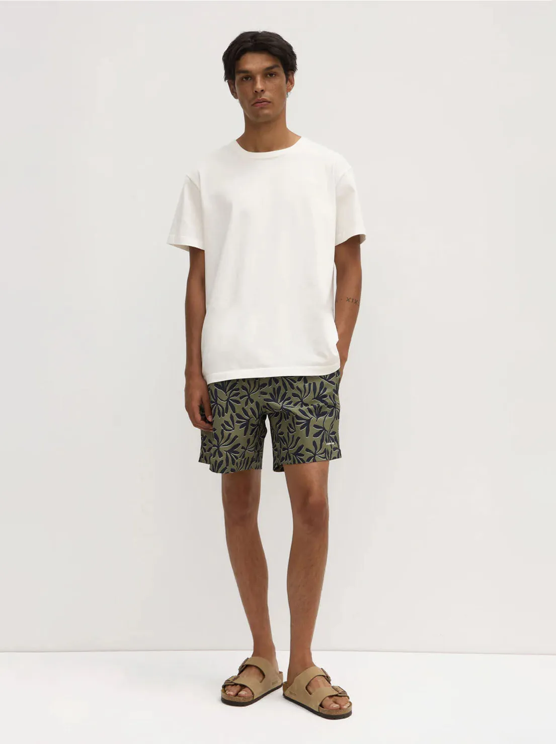 Assembly - Hibiscus Print Swim Short - Pandan / Navy