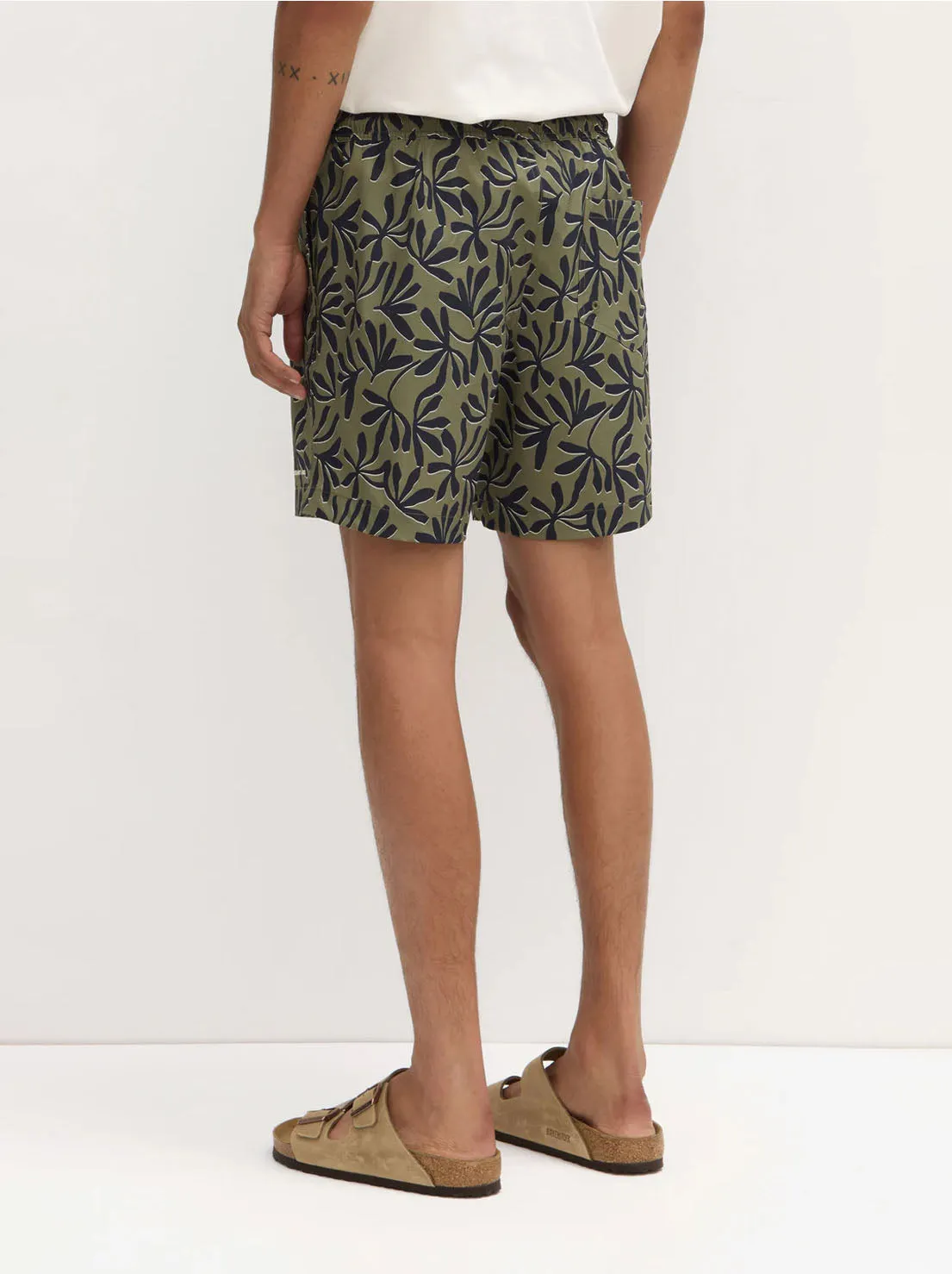 Assembly - Hibiscus Print Swim Short - Pandan / Navy