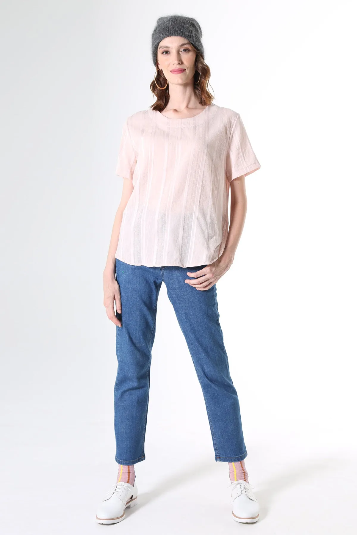 Avenida Textured Top Pale Pink