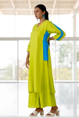 Avocado Azure Box Slit Kurta Set