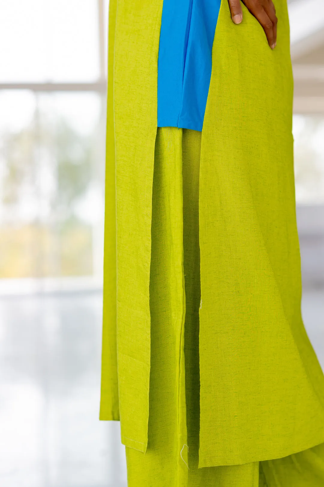 Avocado Azure Box Slit Kurta Set