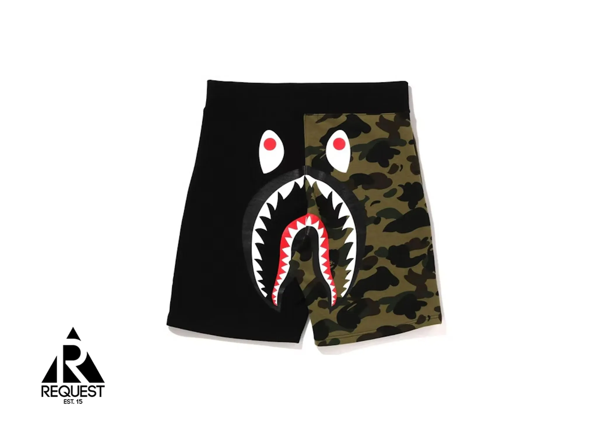 BAPE Back Shark Shorts "Black/Green Camo"
