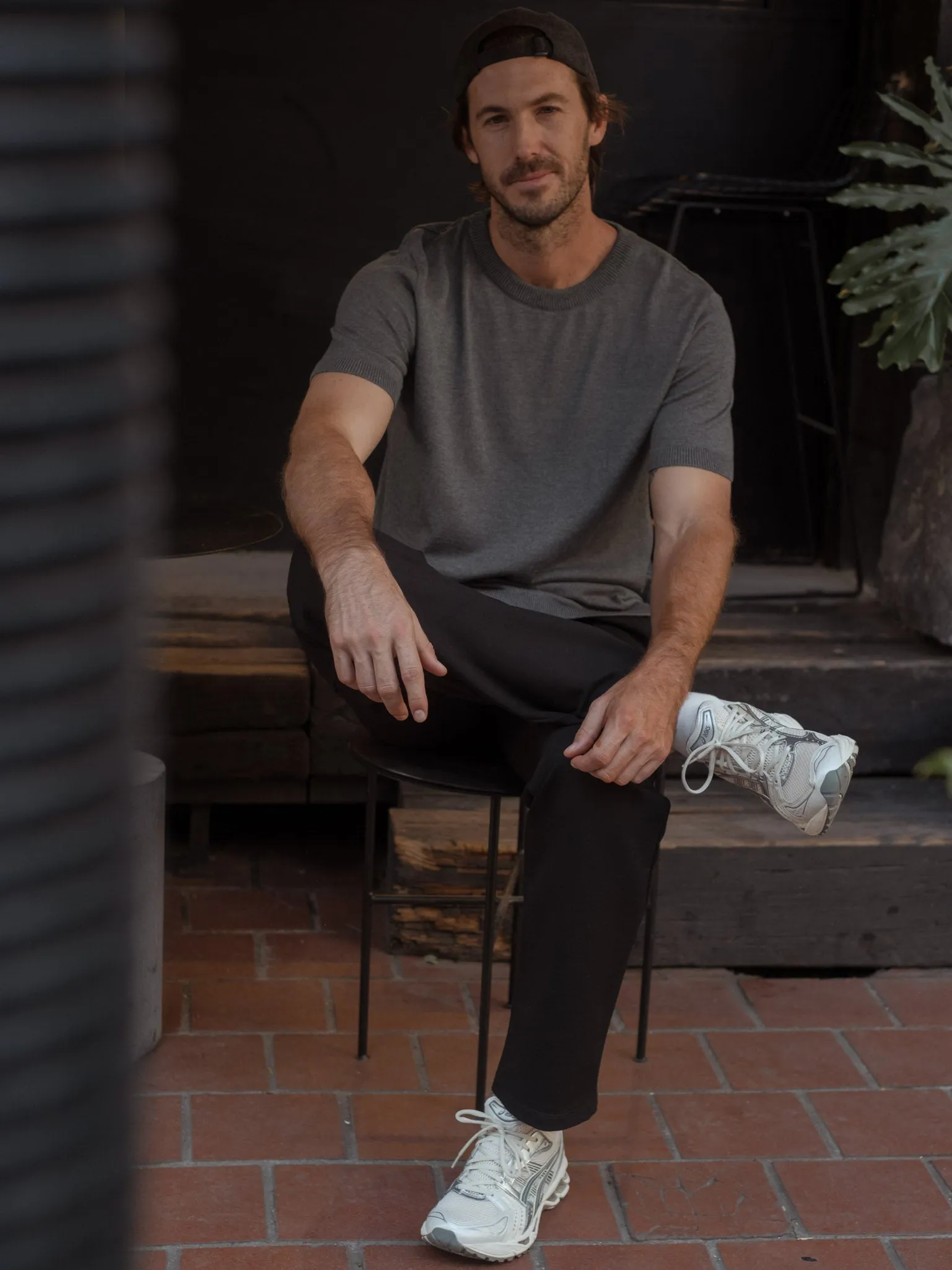 BASIC KNIT T-SHIRT - STORM GRAY