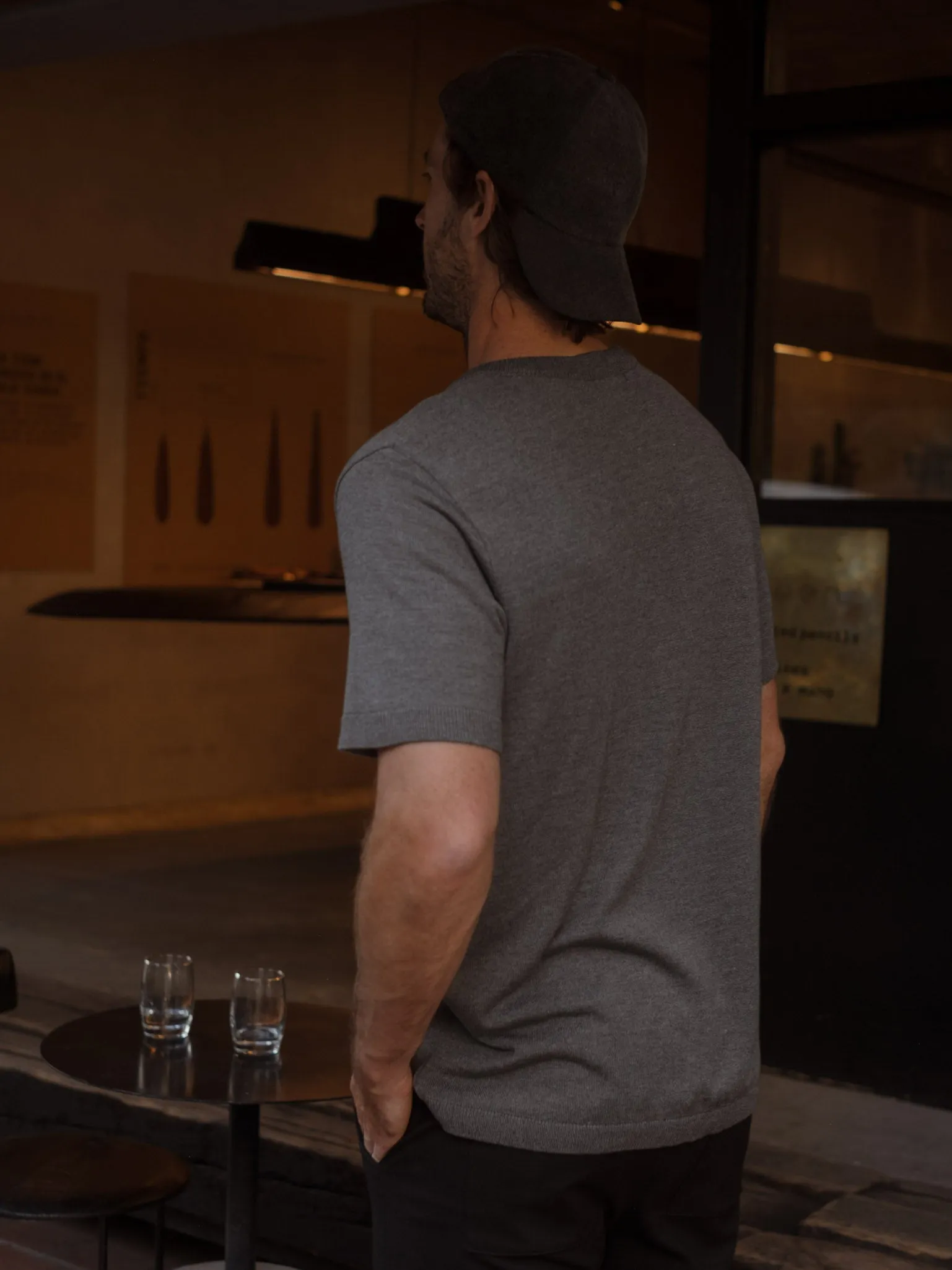 BASIC KNIT T-SHIRT - STORM GRAY