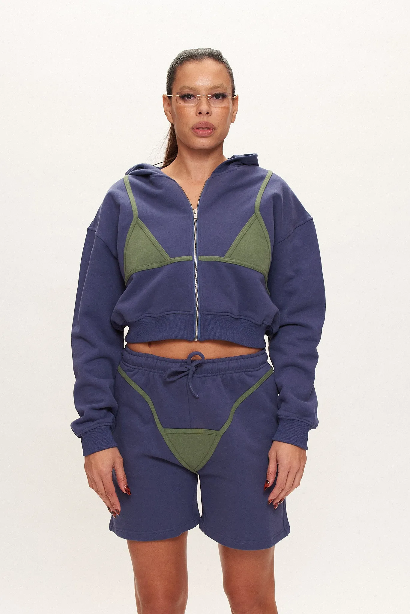 Bikini Bod Zip-up Sweatshirt Blue/Green