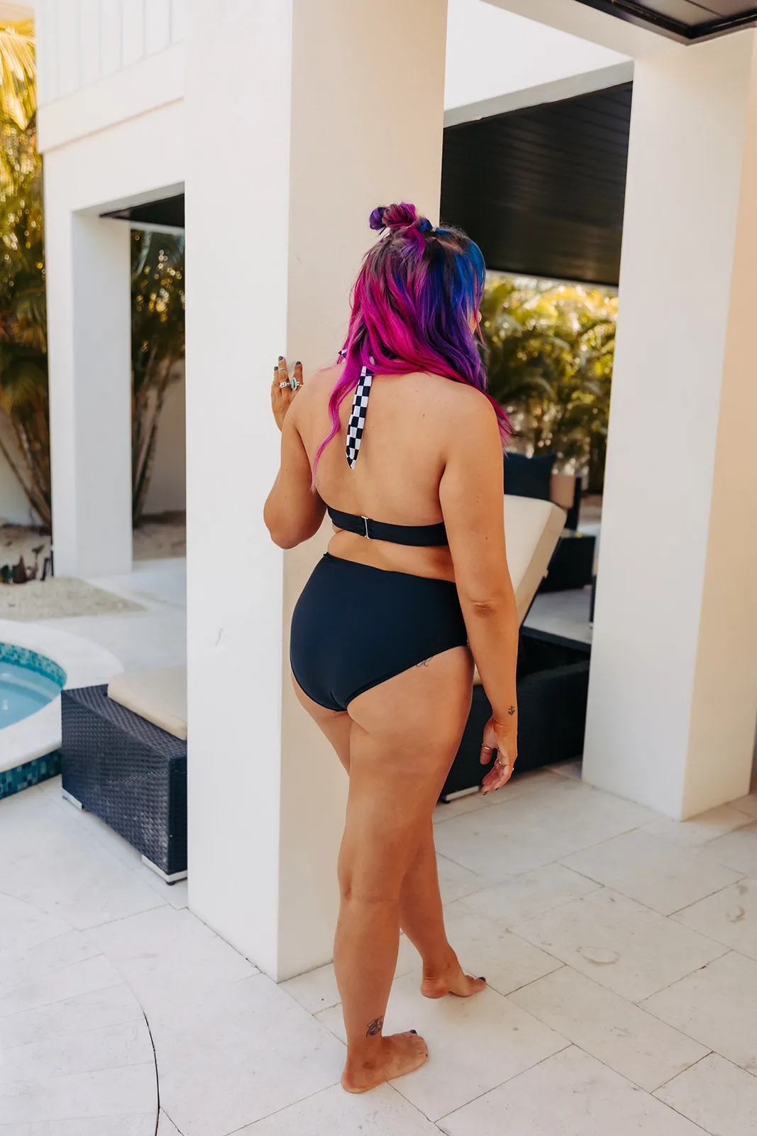 Black   Checker One Piece Swim