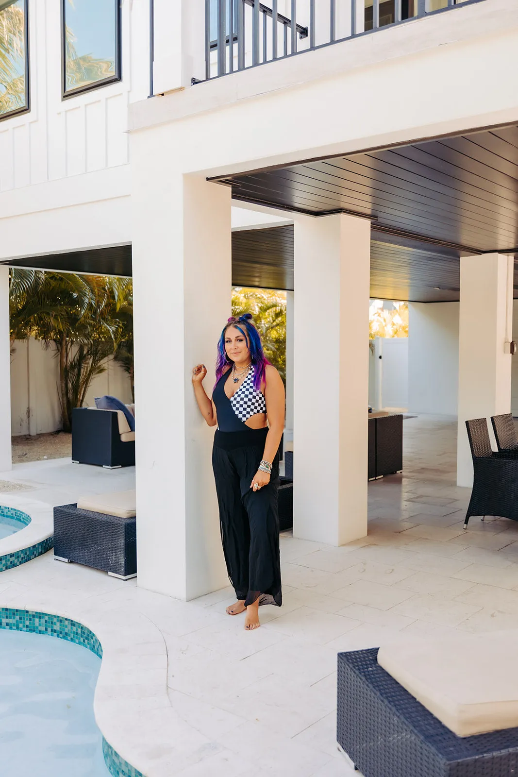 Black   Checker One Piece Swim
