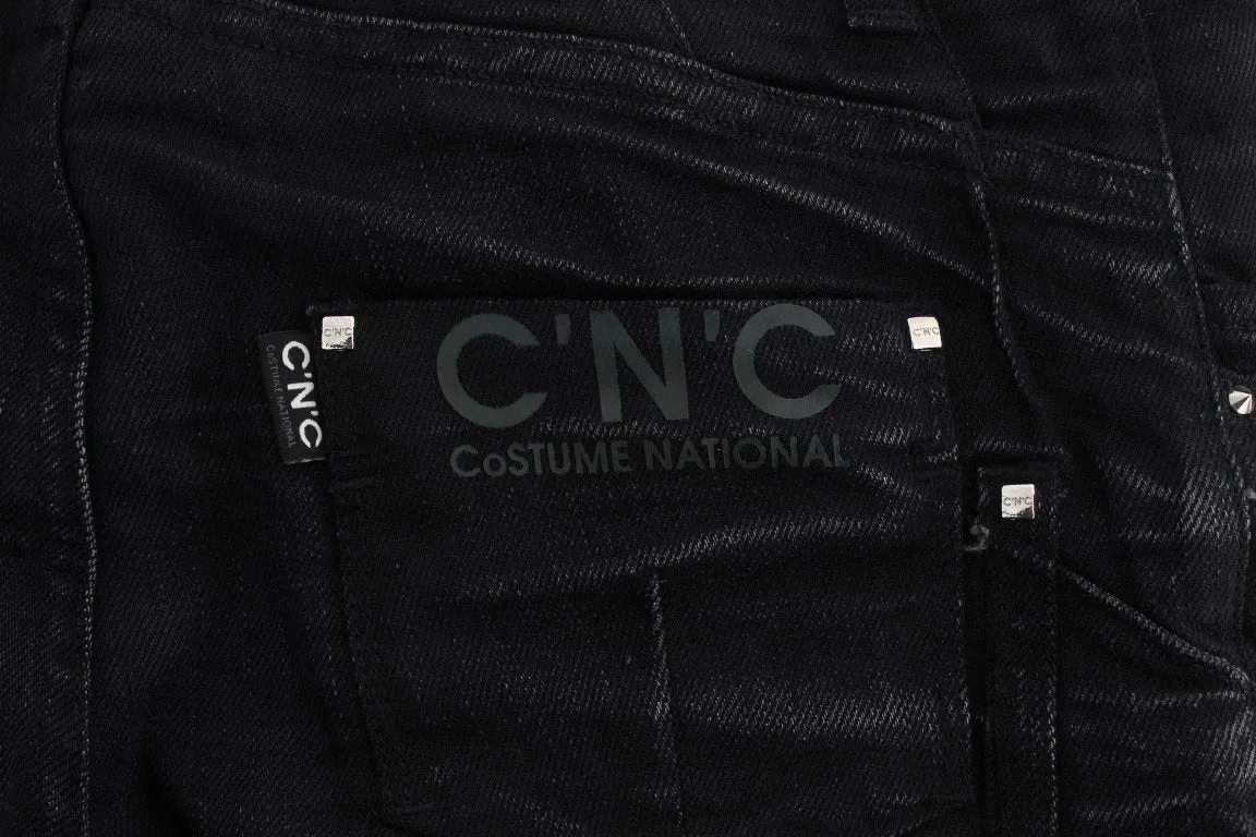 Black Cotton Slouchy Slims Fit Jeans