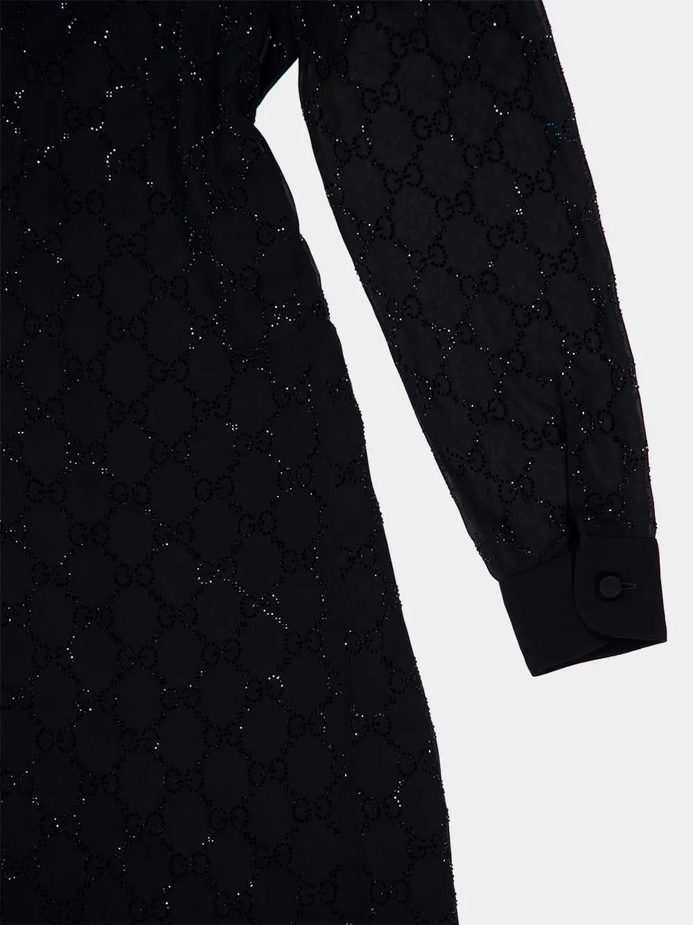 Black GG Monogram Silk Maxi Dress