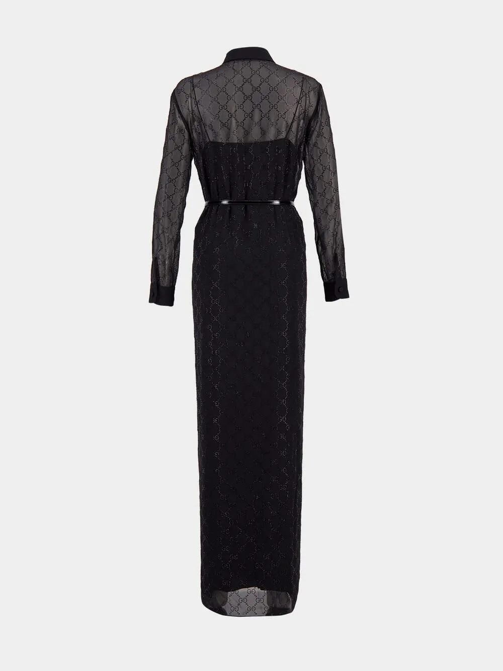 Black GG Monogram Silk Maxi Dress