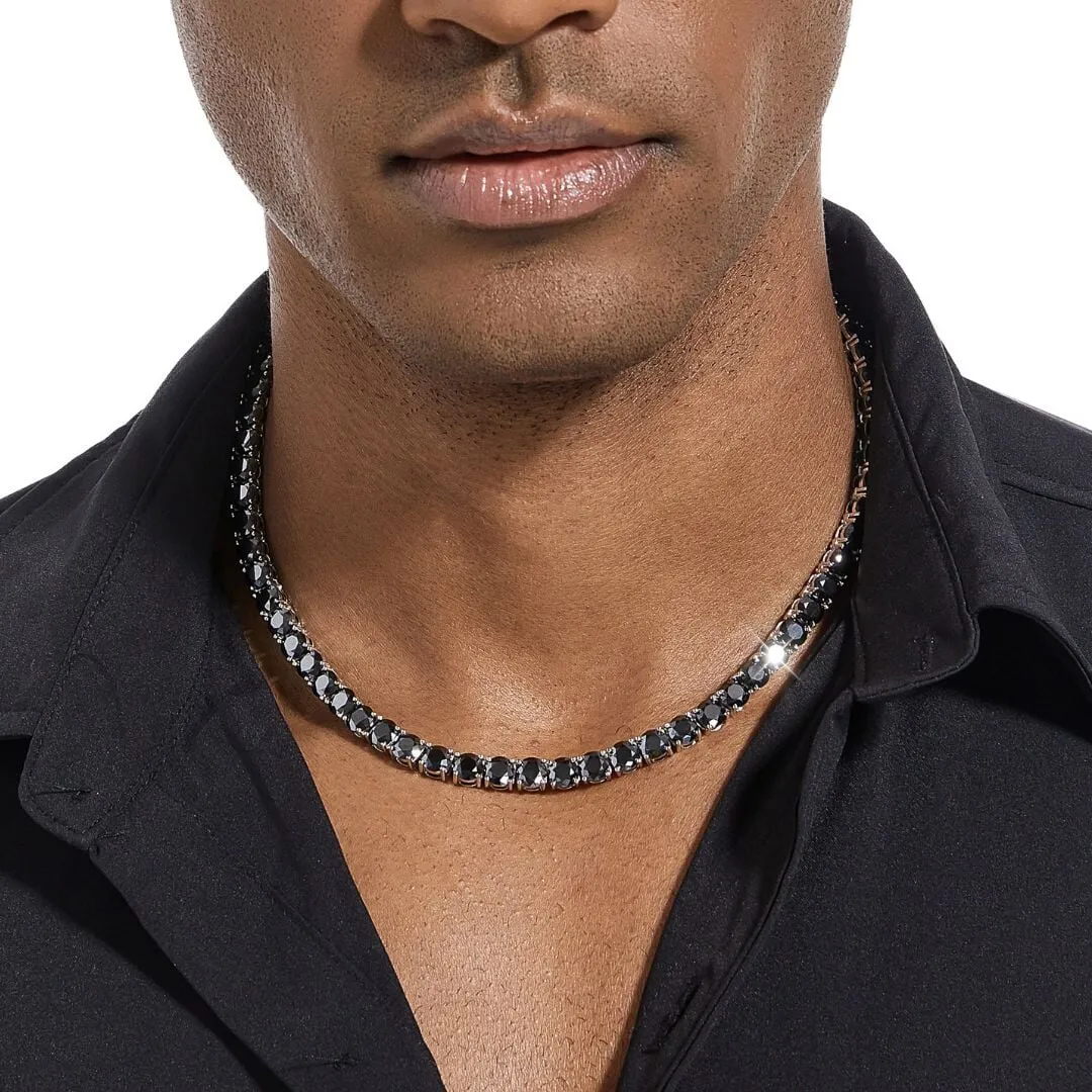 Black Moissanite Diamond 925 Sterling Silver Tennis Chain - 6.5mm