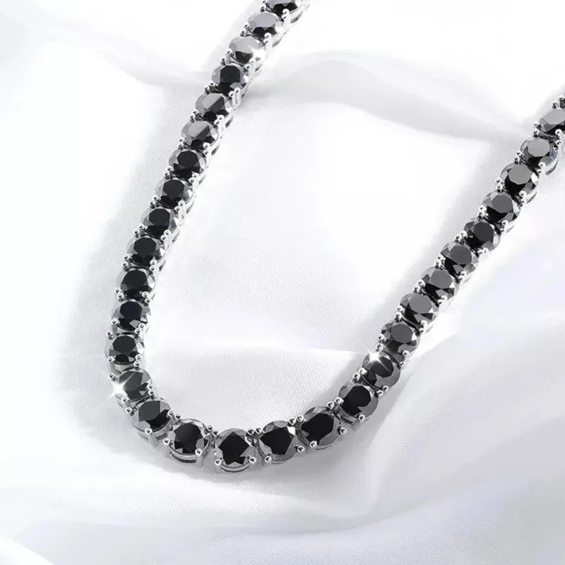 Black Moissanite Diamond 925 Sterling Silver Tennis Chain - 6.5mm