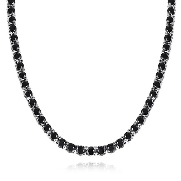 Black Moissanite Diamond 925 Sterling Silver Tennis Chain - 6.5mm
