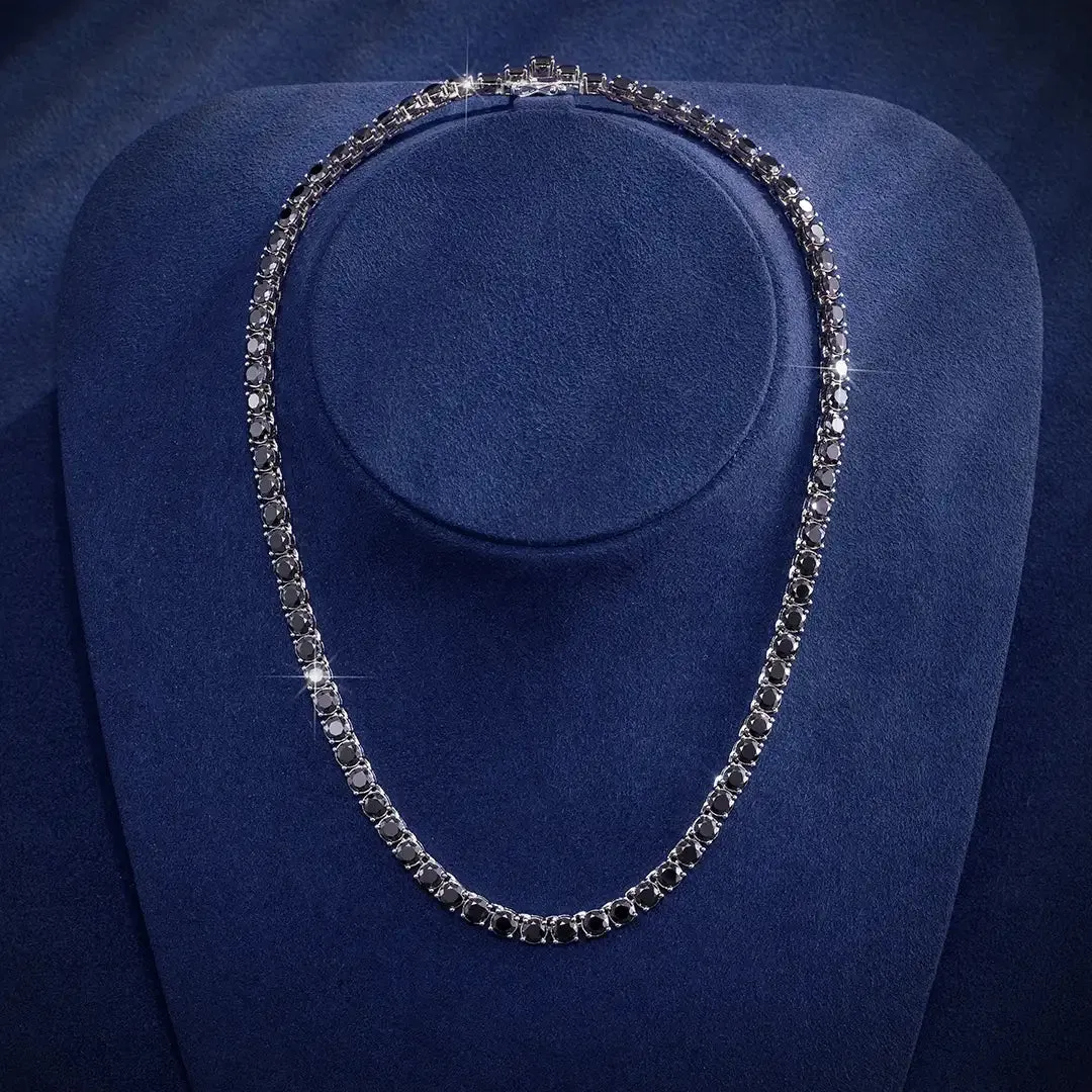 Black Moissanite Diamond 925 Sterling Silver Tennis Chain