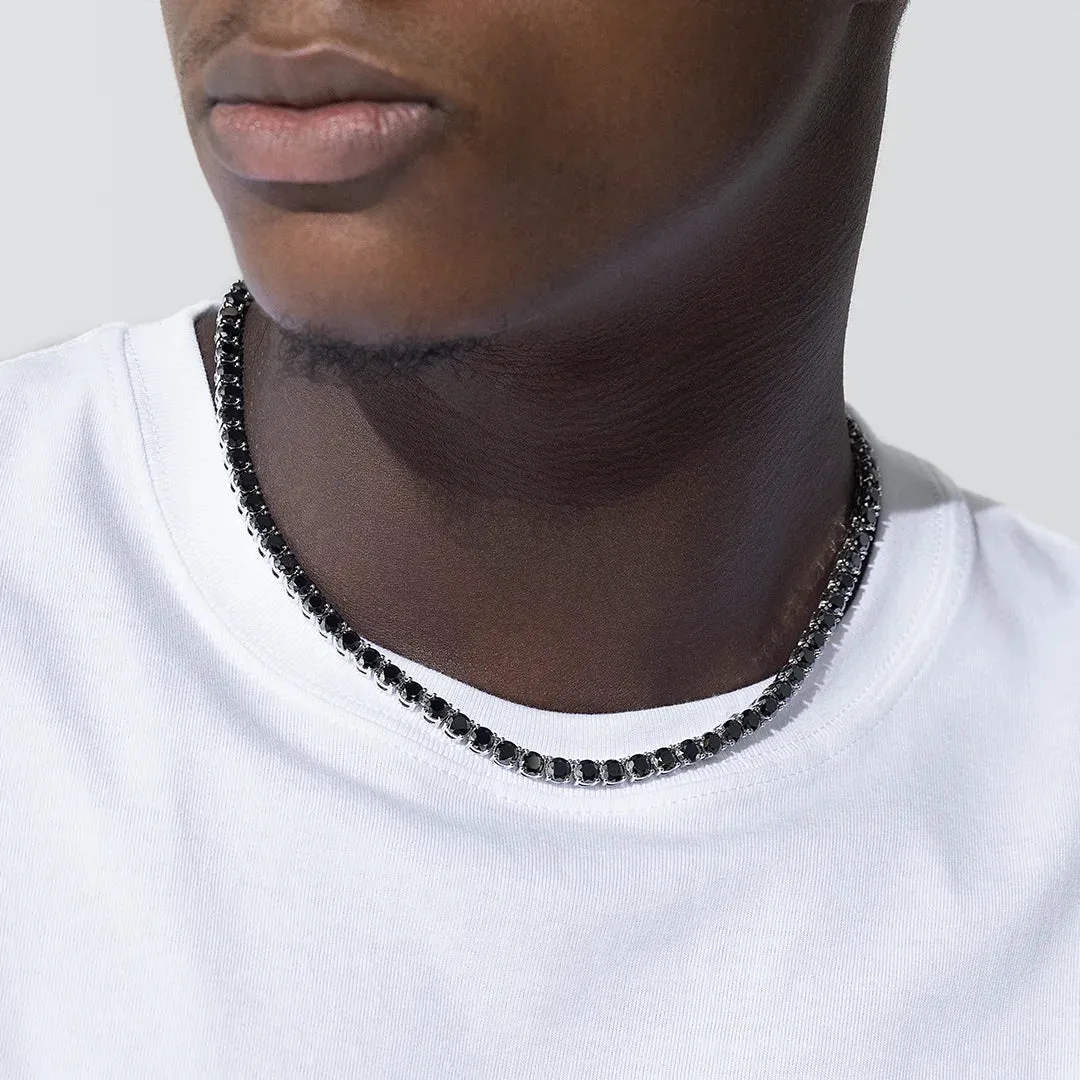 Black Moissanite Diamond 925 Sterling Silver Tennis Chain