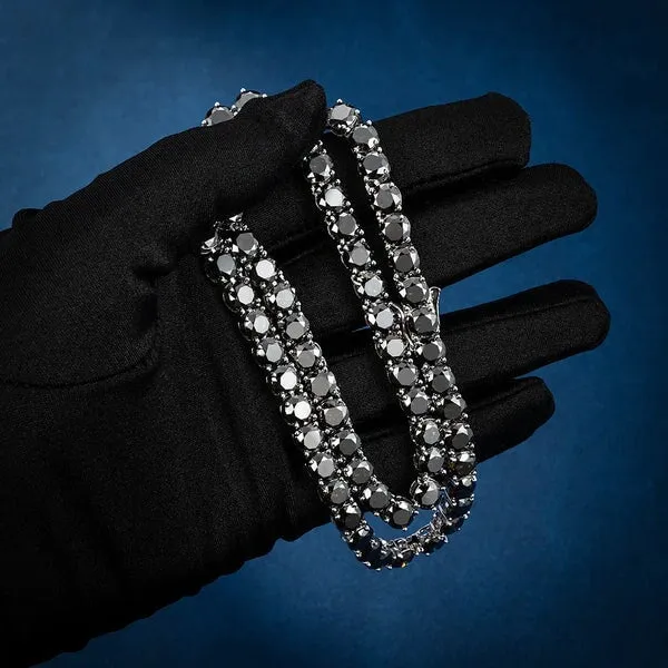 Black Moissanite Diamond 925 Sterling Silver Tennis Chain