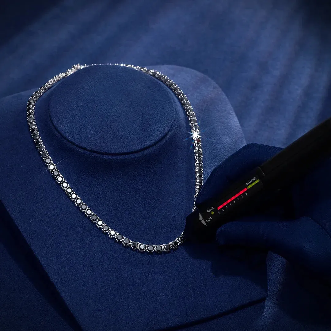 Black Moissanite Diamond 925 Sterling Silver Tennis Chain