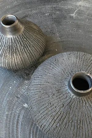 Black Textured Vases