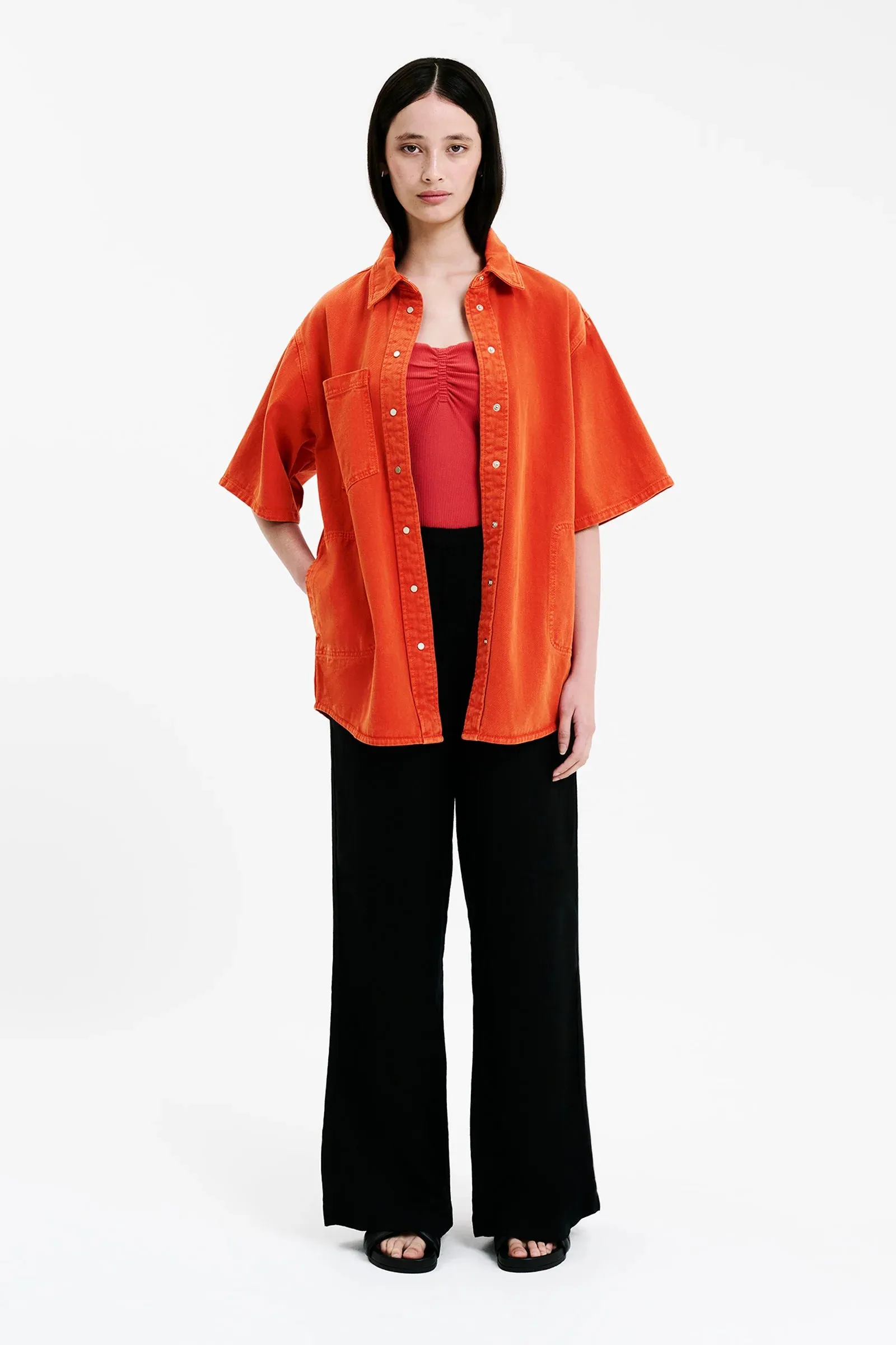 Blaise Oversized Shirt Coral