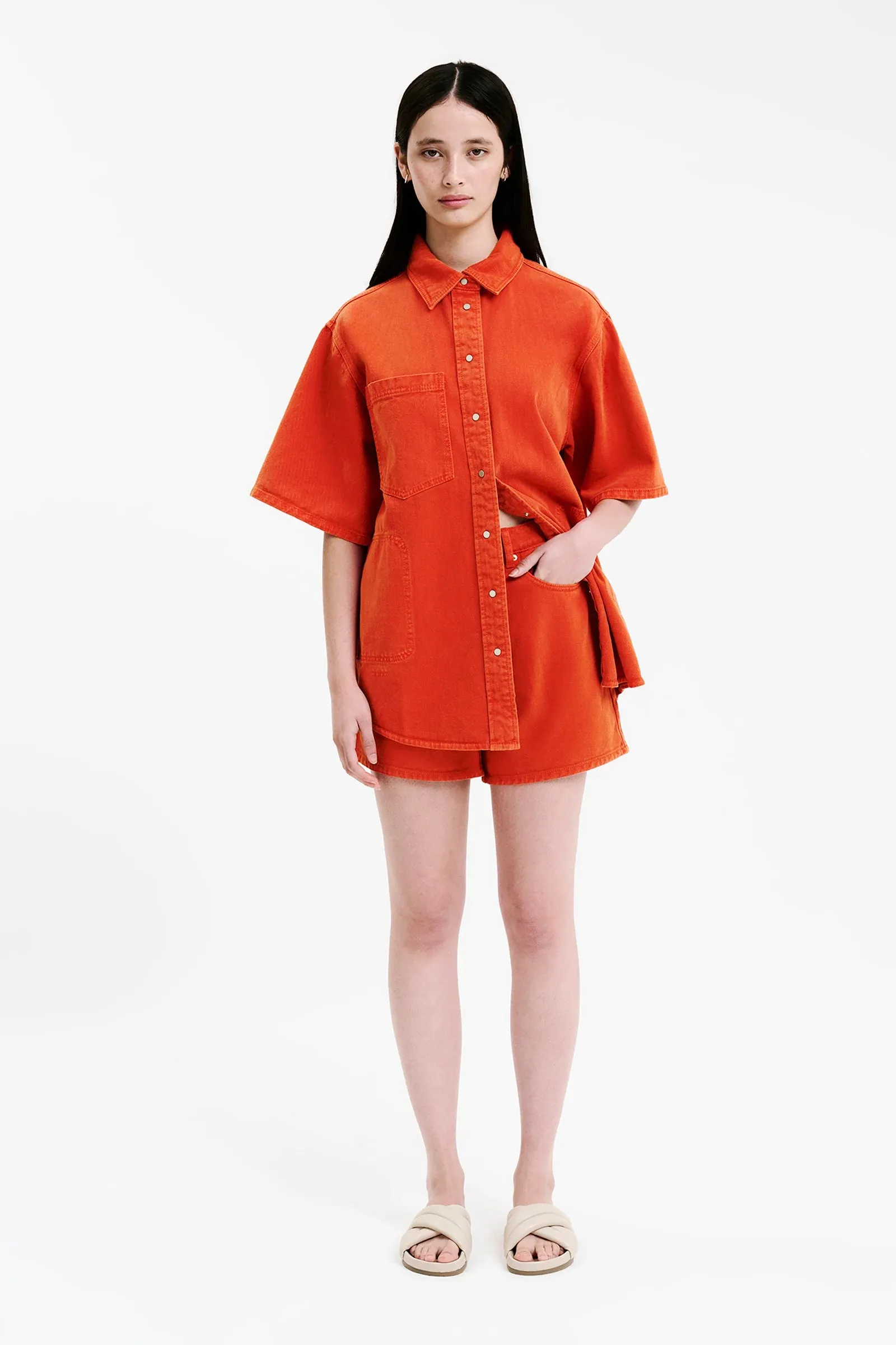 Blaise Oversized Shirt Coral
