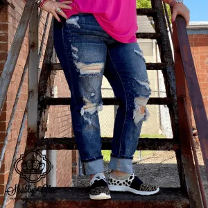 Bleach Splash Distressed Mid Rise Jeans
