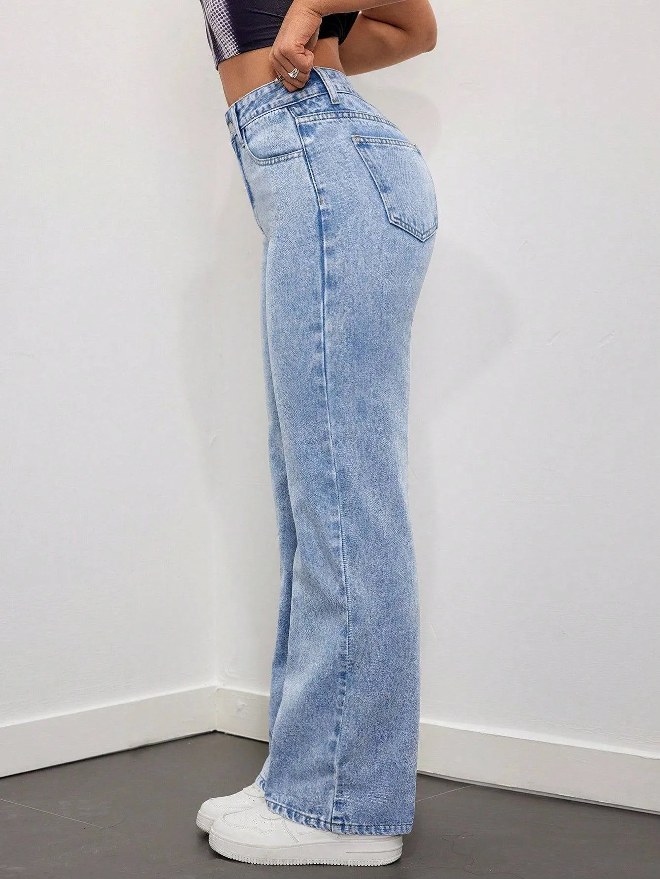 Blue Aura High-Waist Stonewash Denim