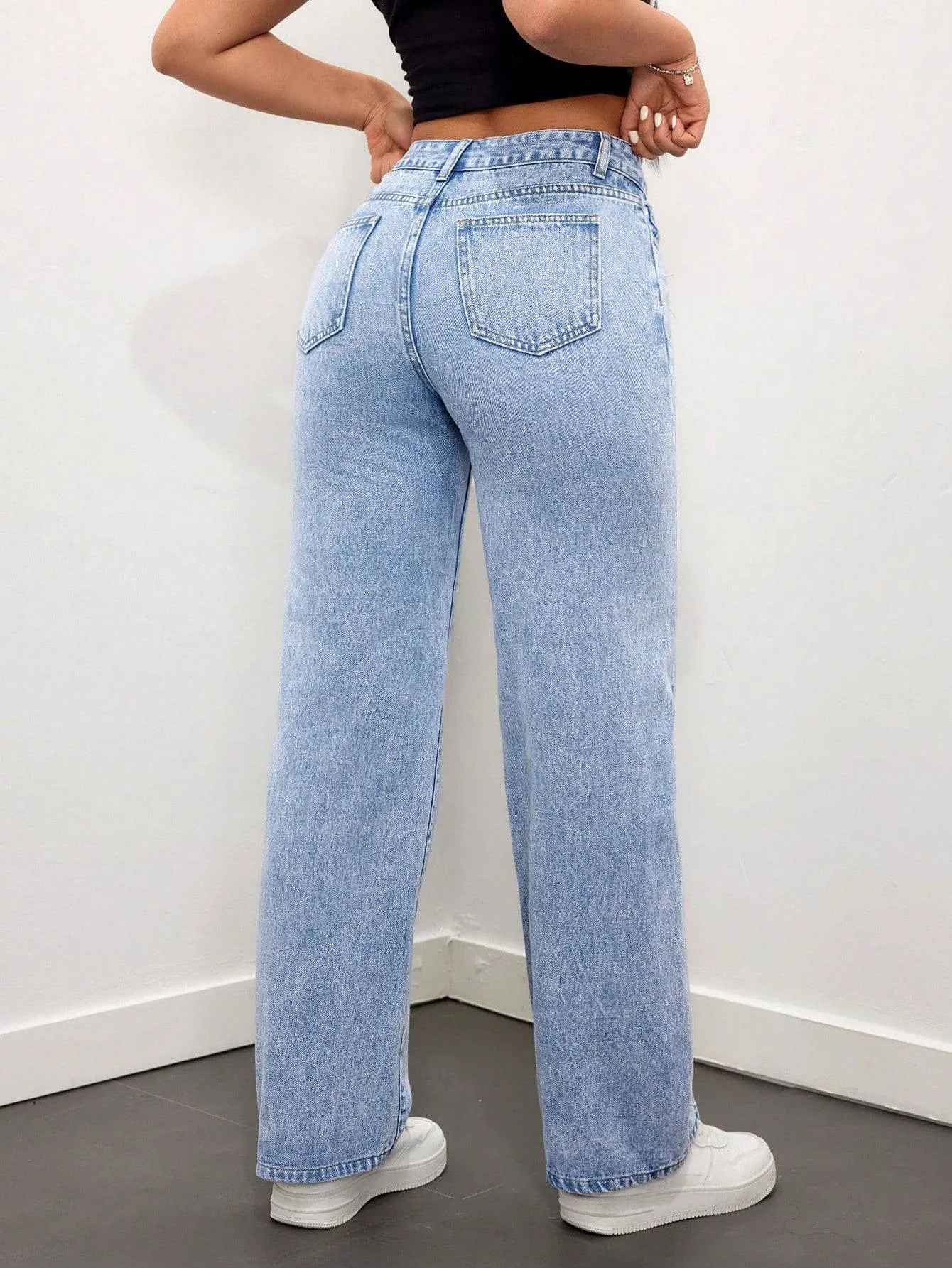 Blue Aura High-Waist Stonewash Denim