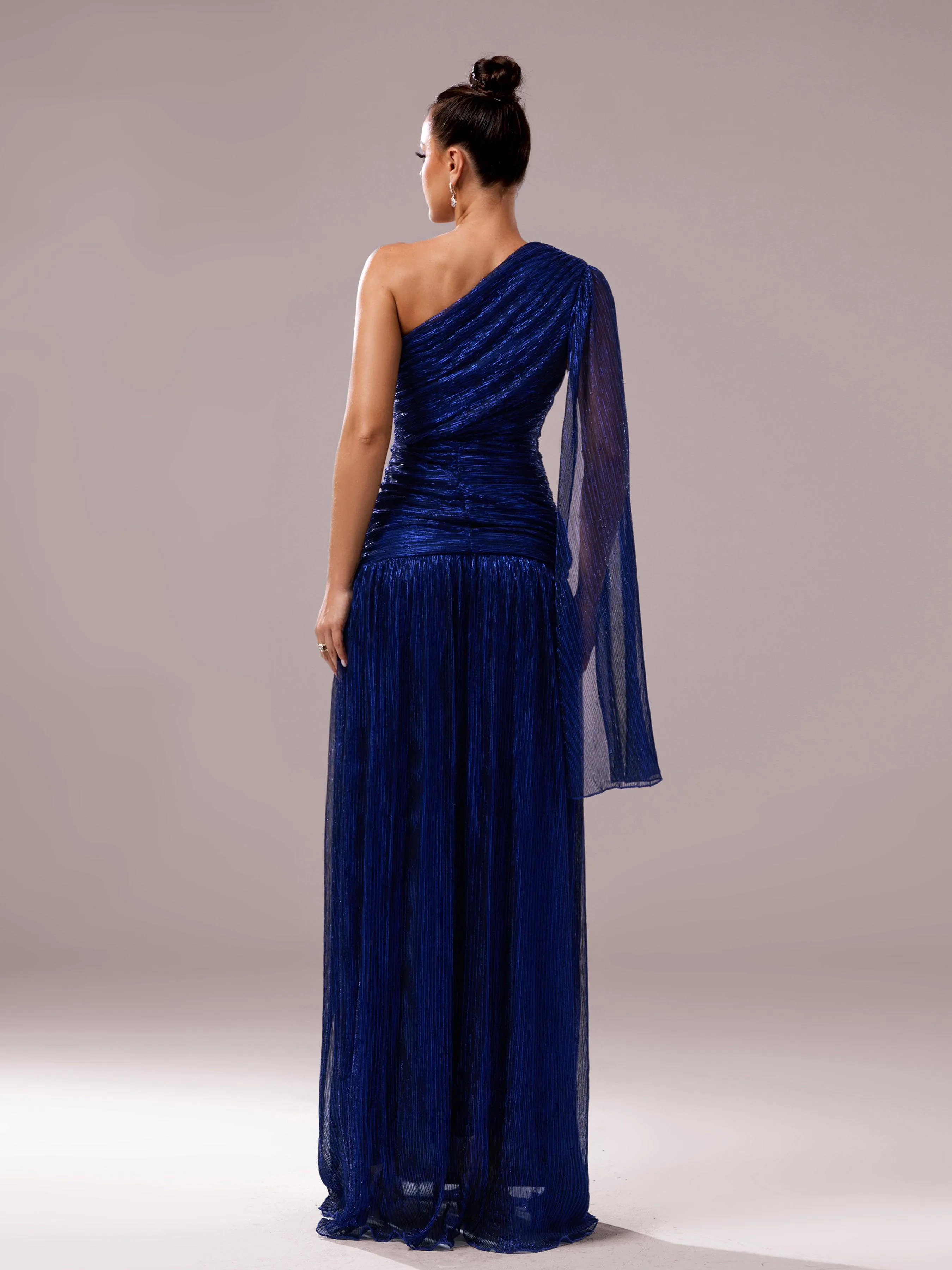 Blue One Shoulder Cloak Prom Dress MCB0931