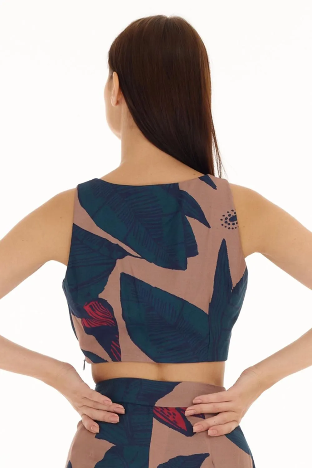 Blue, Orange & Red Floral Bustier