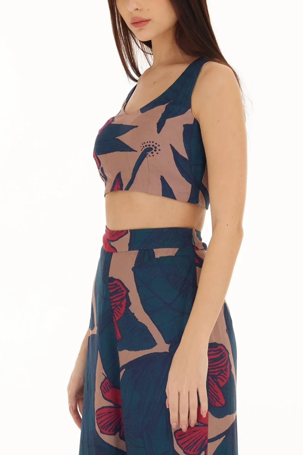 Blue, Orange & Red Floral Bustier