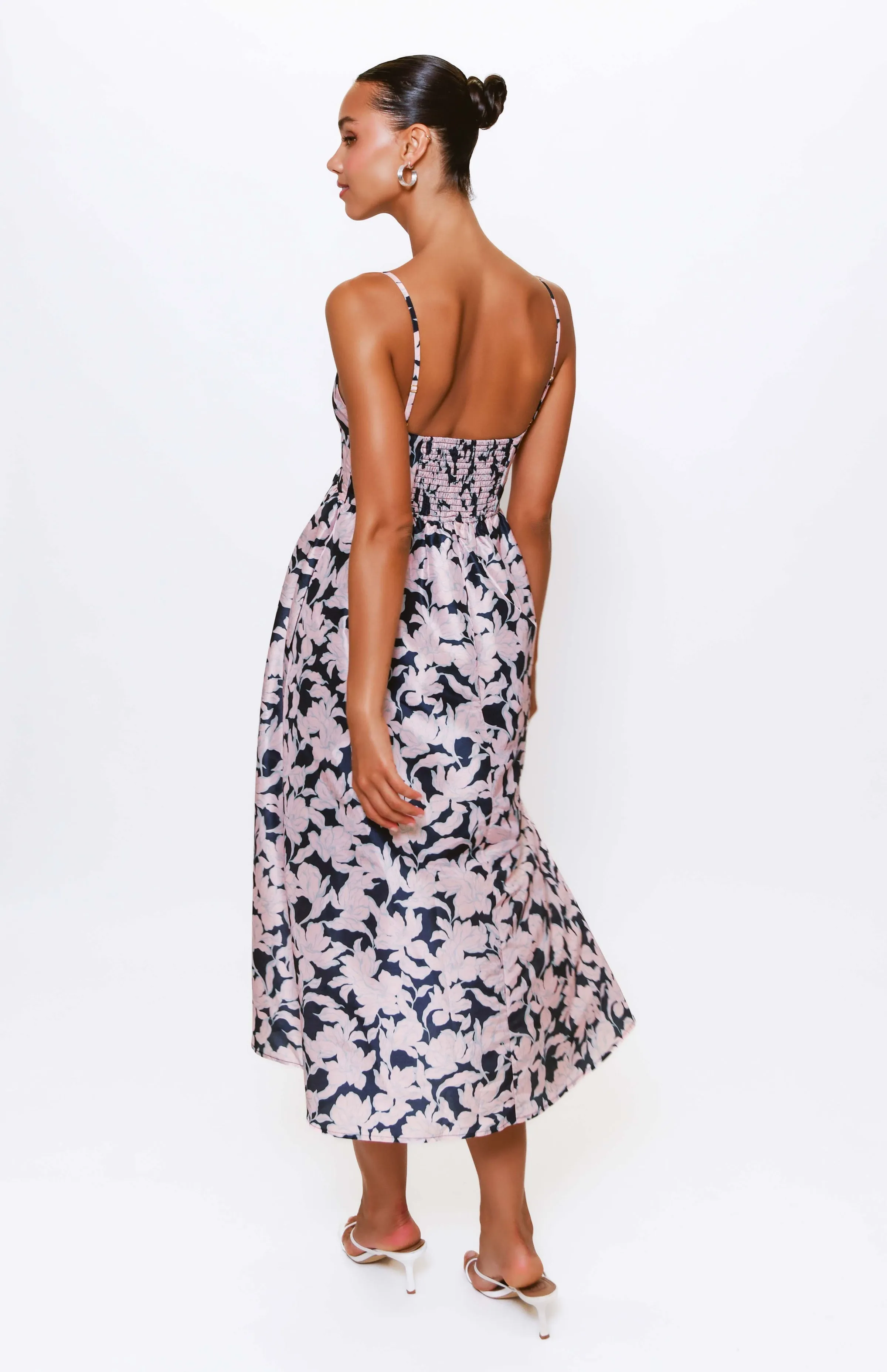Brixton Dress in Navy Outline Floral by Hutch