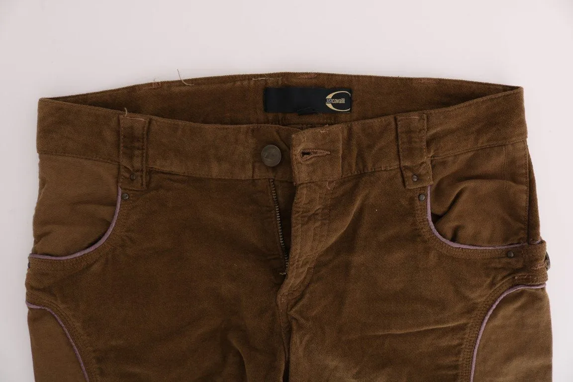 Brown Cotton Regular Fit Boot Cut Pants